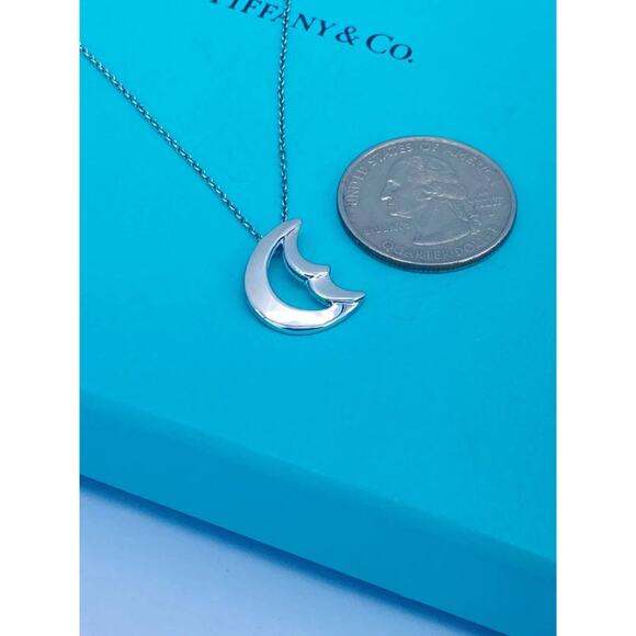 Authentic Tiffany & Co. Moon Pendant Necklace β Sterling Silver 16" β Gift Ready - Picture 5 of 7